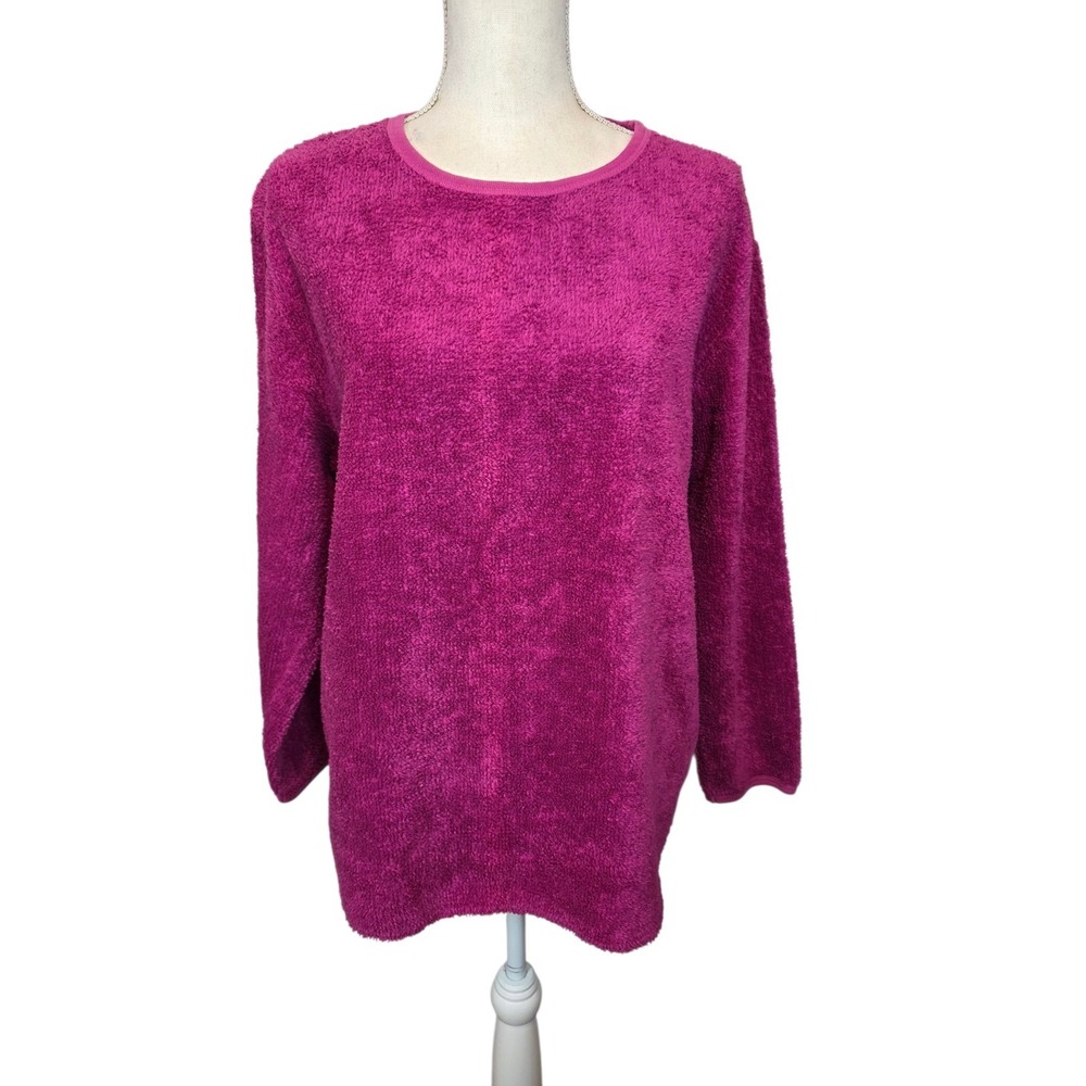 Hot Cotton By Marc Ware Sweater Medium‎ 100% Cotton Pink Terry Cloth Pullover